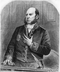 porträtt av Pierre Jules Baroche i lagstiftaren 1861. Fransk politiker (1802 till 1870).