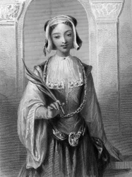 porträtt av Saint Justine, jungfru och martyrskap i Antiokia.