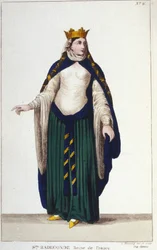 porträtt av Saint Radegonde (ca 520-587), frankernas drottning, hustru till Clotaire (Clothaire) I, gravyr från 1830