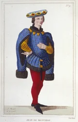 porträtt av eller Jean de Montaigu. fransk statsman (1349 till 1409). Finansintendent 1388. gravyr 1830