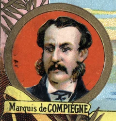 porträtt av Marquis de Compiegne (Louis Eug¿ne Henri Dupont), fransk resenär 1846-1877.