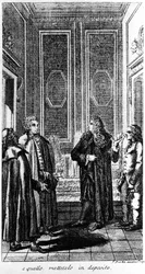 arresteringen av libertinen Giacomo Casanova (1725-1798) äventyrare och italiensk författare. Gravyr av 1800-talet