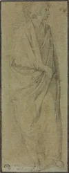 Stående draperad mansfigur