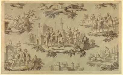 Teckning, Karikatyr för bomullstryck: Belisaires liv [La Vie de Bélisaire], ca 1820