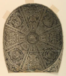 Teckning, takdesign: Dekoration för teater, ca 1790