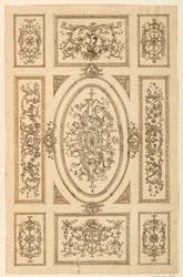 Teckning, takdesign, ca 1750