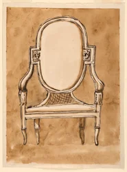 Teckning, stol, 1780-90