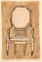 Teckning, stol, 1780-90