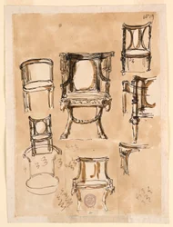 Teckning, Stolar, 1780-1790