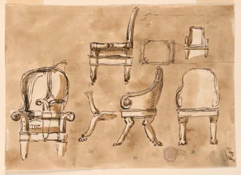 Teckning, Stolar, ca 1800