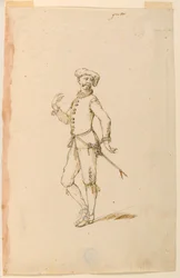 Teckning, Kostymdesign: En kapten för en balett, ca 1720