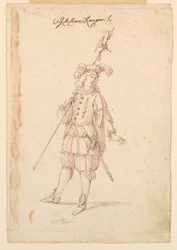 Teckning, Kostymdesign: En tysk för en balett, ca 1720