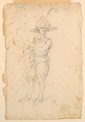 Teckning, kostymdesign: En satyr för en balett, ca 1720
