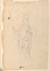 Teckning, kostymdesign: Afrika för en balett, ca 1720