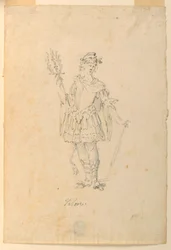 Teckning, kostymdesign: Valor för en balett, ca 1720