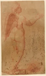 Teckning, Amor från Amor i dispyt med Zeus, efter Rafael, 1550-1600