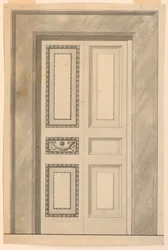 Teckning, Dekoration av en vikdörr, ca 1780