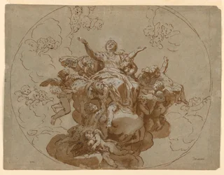 Ritning, Förslag till tak med Jungfru Marie himmelsfärd, 1700-1730