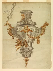 Ritning, Design för ett rökelsekar, tidigt 1700-tal