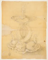Ritning, Förslag till mittstycke, 1630-60