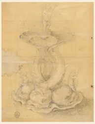 Ritning, Förslag till mittstycke, 1630-60