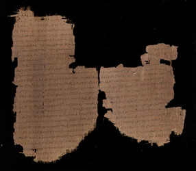Lukas 13.29-35 och 14.1-10. Del av papyrus 45 i Chester Beatty Library