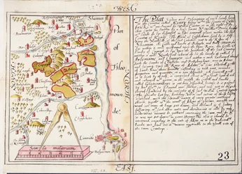 1500-talskarta över county Limerick, Irland, ca 1588 (papper, linne)