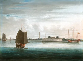 Ett fort vid Kantonfloden, 1:a Kinakriget, 1840 ca