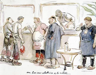 En bar på slakterierna i Villette i Paris.