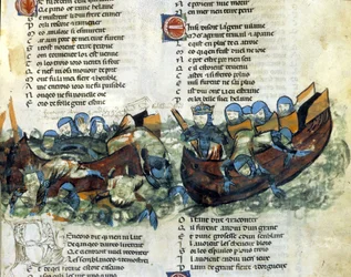 En sjöstrid. 1200-tals miniatyr
