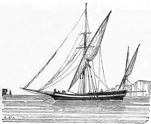 En tartan, en liten båt med en stor mast av Medelhavet.