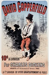 Annonsaffisch för publiceringen av "David Copperfield" av Charles Dickens, v.1890