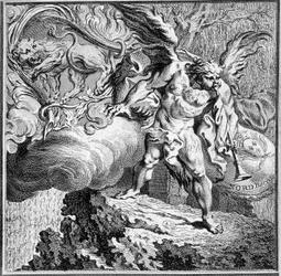 Allegori över nordanvinden. 1700-talsgravyr.