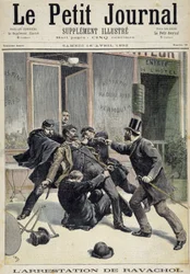 Arrestering av anarkisten Francois Koenigstein dit Ravachol (från hans mors namn) (1859 - 1892). En av 