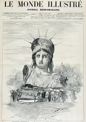 Vid världsutställningen 1878: chefen för Frihetsgudinnan av Mr Bartholdi, avsedd för New Yorks hamn - i "" The Illustrated World"" av 13/07/1878