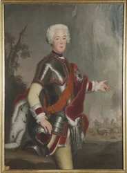 Auguste Guillaume de Prusse, prins et general - Porträtt av prins Augustus William av Preussen (1722-1758), Anonym . Olja på duk, Första hälften av 1700-talet.. Mått: 149x117 cm. Nationalmuseum Stockholm