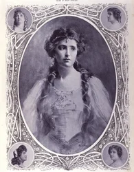 Australiska sångerskan Nellie (Nelly) Melba (1861-1931), akvarell från slutet av 1800-talet