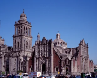 Barockkonst: utsikt över Metropolitan Cathedral of Mexico City. 1700-talets Mexiko.