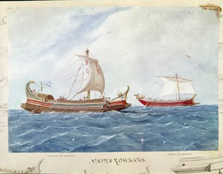 Bireme typgalleri under den romerska republiken (Akvarell
