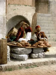 Brödförsäljare i Jerusalem. Photochrome sd mellan 1890-1900.