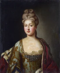 Charlotte de Brunswick-Lunebourg (Brunswick Lunebourg) - Porträtt av prinsessan Charlotte av Brunswick-Wolfenbuettel (1694-1715), fru till Tsarevich Alexei Petrovich av Ryssland, Anonym. Olja på duk, Sista kvartalet av 1700-talet, State Museum of Architect