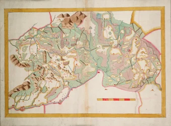 Karta över Leix och Offaly, Irland, ca 1590 (papper, linne)