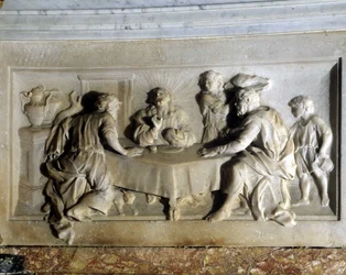 Kristus och Emmaus pilgrimer. Altartavla av Tretskyrkan.