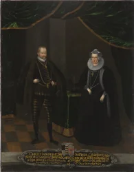 Christian I de Saxe et Sophie de Brandebourg - Porträtt av Christian I (1568-1622), kurfursten av Sachsen och Sophie av Brandenburg (1568-1622), kurfursten av Sachsen, Anonym . Olja på duk. Mått: 102,5x79 cm. Nationalmuseum Stockholm