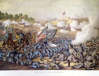Inbördeskriget (1861 - 1865), amerikanska inbördeskriget: 1862-05-05. Slaget vid Williamsburg. Gravyr.