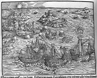 Sammandrabbningar mellan saracener. Gravyr av Johann Stumpff "" The noble struen belten fromen""
