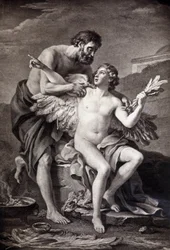 Daedalus och Ikaros. 1800-talsgravyr.