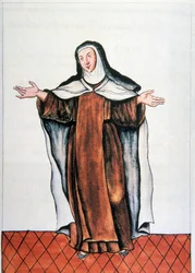 Perus dagliga liv och seder: "" Carmelite dechaussee "" Akvarell hämtad från boken "" Trujillo del Peru "" av Baltasar Martinez Companon y Bajanda, biskop av Trujillo (1782-1785). 1700-talets Madrid. Biblioteca del Palacio Real