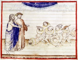 Dante et Virgil - i "Den gudomliga komedin" "av Dante Alighieri. Helvete, sång VII