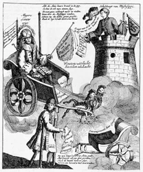 Holländsk satirtryck mot John Law (1671-1729), om Mississippi-fallet